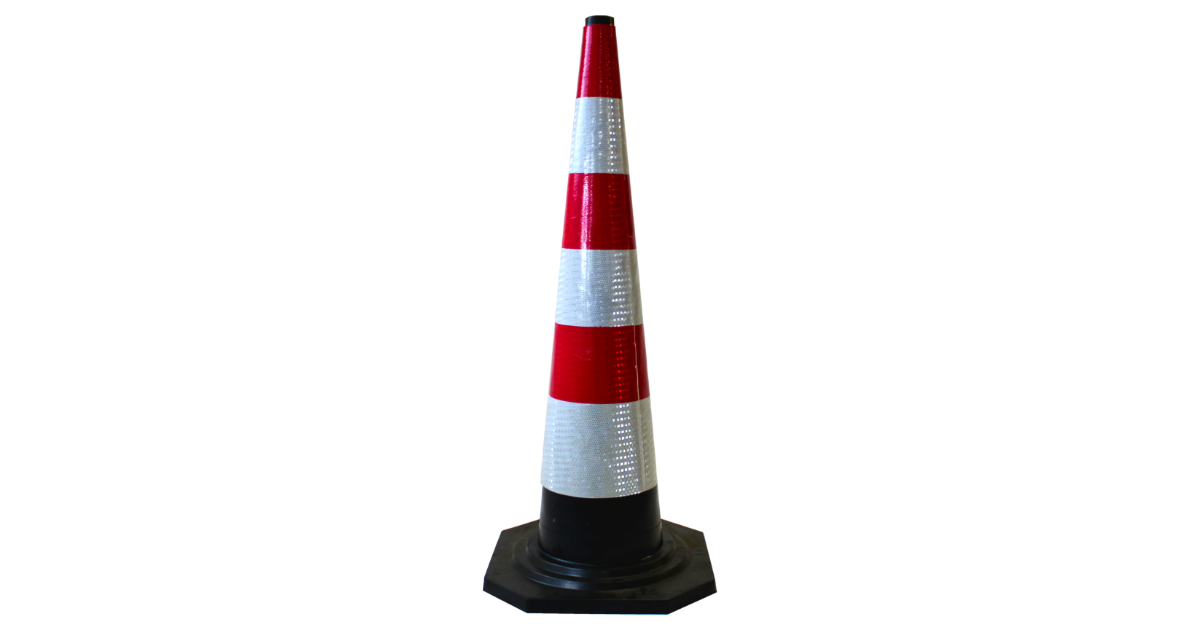 Traffic Cone Rubber 1100mm Tall - Black Base
